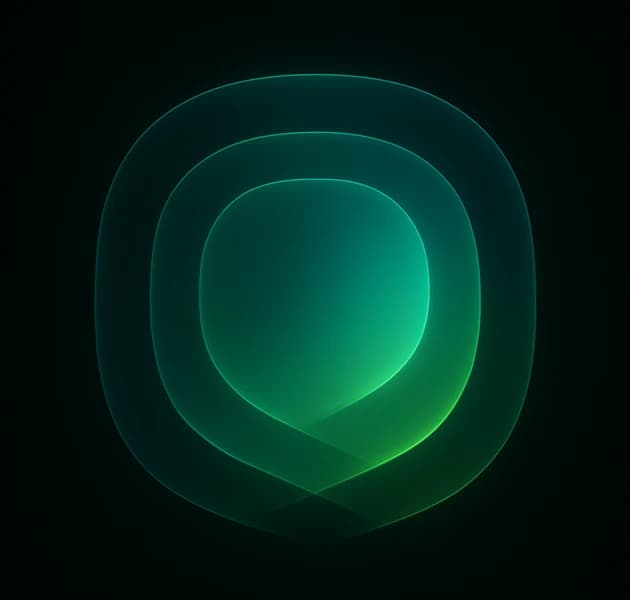Abstract illustration: concentric luminous green rings nested inside one another on a dark field.