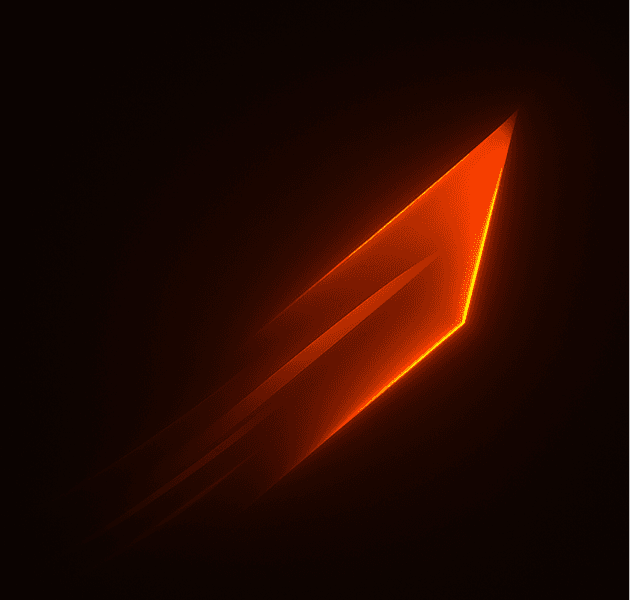 Abstract illustration: a glowing orange arrowhead accelerating diagonally upward across a dark field.
